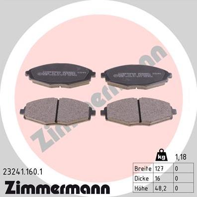 Zimmermann 23241.160.1 - Bremžu uzliku kompl., Disku bremzes www.autospares.lv