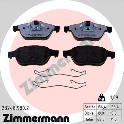 Zimmermann 23248.980.2 - Bremžu uzliku kompl., Disku bremzes www.autospares.lv