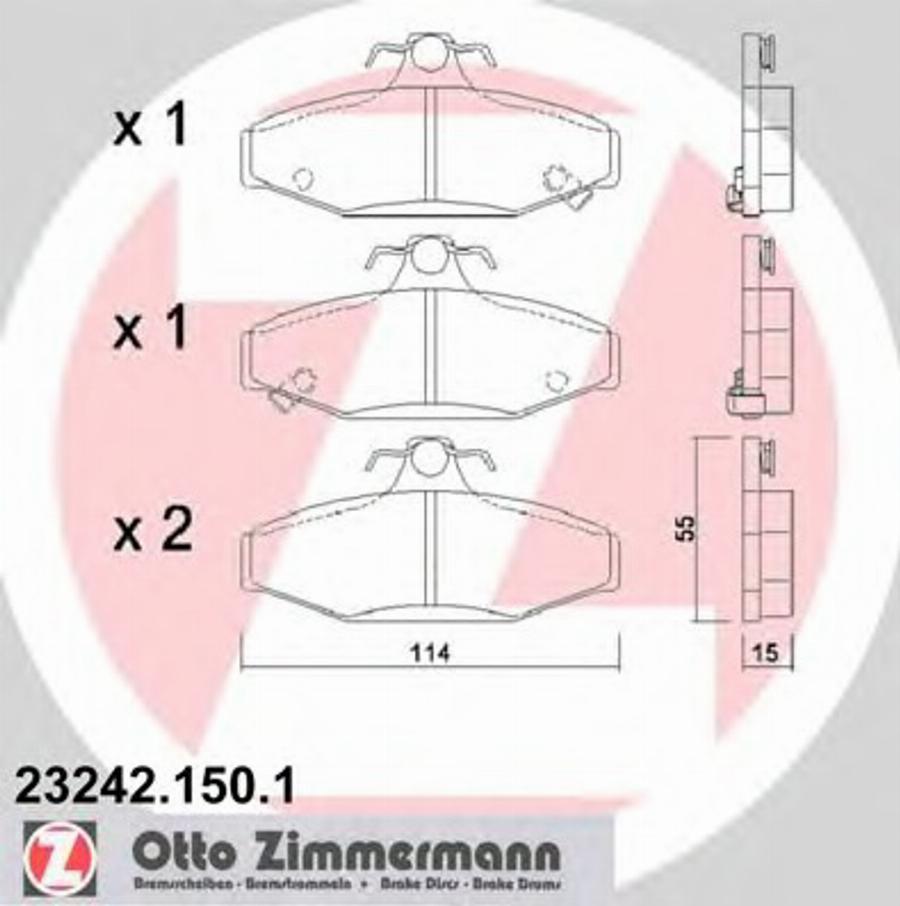 Zimmermann 232421501 - Тормозные колодки, дисковые, комплект www.autospares.lv