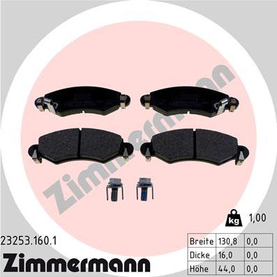 Zimmermann 23253.160.1 - Тормозные колодки, дисковые, комплект www.autospares.lv