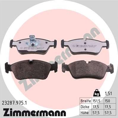 Zimmermann 23287.975.1 - Тормозные колодки, дисковые, комплект www.autospares.lv