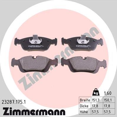 Zimmermann 23287.175.1 - Bremžu uzliku kompl., Disku bremzes autospares.lv