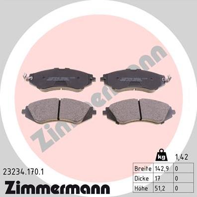 Zimmermann 23234.170.1 - Bremžu uzliku kompl., Disku bremzes autospares.lv