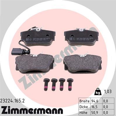 Zimmermann 23224.165.2 - Тормозные колодки, дисковые, комплект www.autospares.lv