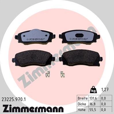 Zimmermann 23225.970.1 - Тормозные колодки, дисковые, комплект www.autospares.lv