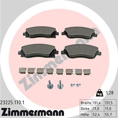 Zimmermann 23225.170.1 - Brake Pad Set, disc brake www.autospares.lv