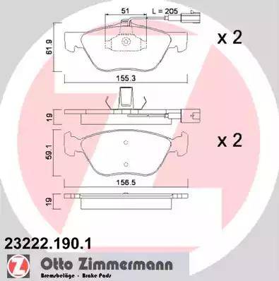 Zimmermann 23222.190.1 - Bremžu uzliku kompl., Disku bremzes autospares.lv