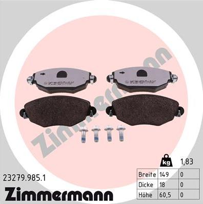 Zimmermann 23279.985.1 - Bremžu uzliku kompl., Disku bremzes autospares.lv