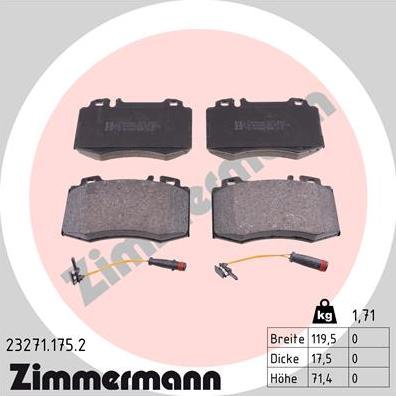 Zimmermann 23271.175.2 - Bremžu uzliku kompl., Disku bremzes autospares.lv