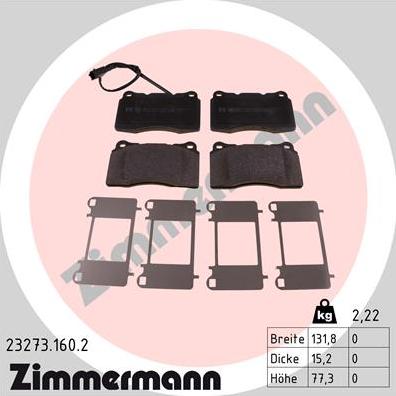 Zimmermann 23273.160.2 - Bremžu uzliku kompl., Disku bremzes autospares.lv