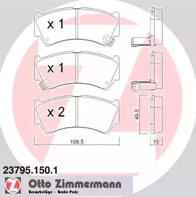 Zimmermann 23795.150.1 - Bremžu uzliku kompl., Disku bremzes www.autospares.lv