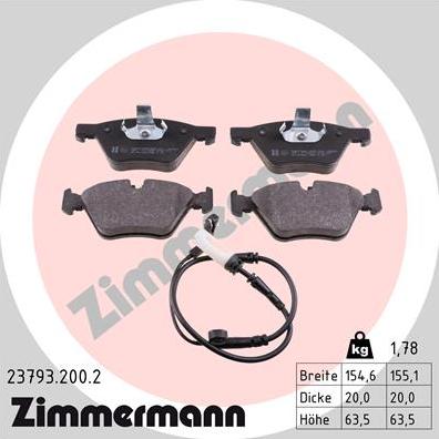 Zimmermann 23793.200.2 - Bremžu uzliku kompl., Disku bremzes www.autospares.lv