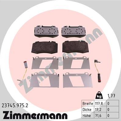 Zimmermann 23745.975.2 - Bremžu uzliku kompl., Disku bremzes autospares.lv