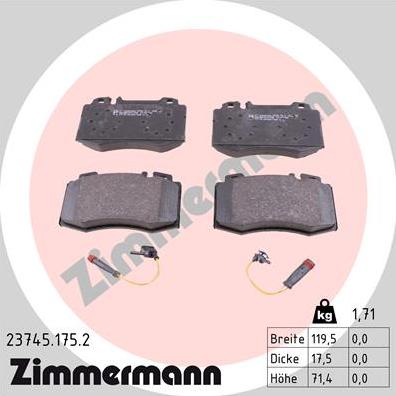 Zimmermann 23745.175.2 - Bremžu uzliku kompl., Disku bremzes autospares.lv