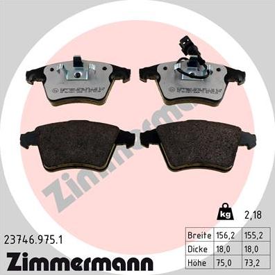 Zimmermann 23746.975.1 - Тормозные колодки, дисковые, комплект www.autospares.lv