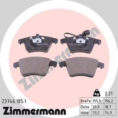 Zimmermann 23746.185.1 - Bremžu uzliku kompl., Disku bremzes autospares.lv