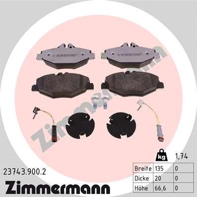 Zimmermann 23743.900.2 - Bremžu uzliku kompl., Disku bremzes autospares.lv