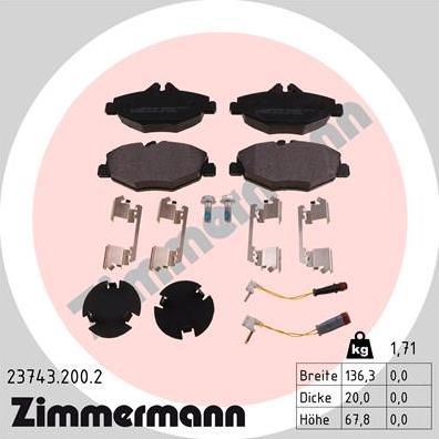 Zimmermann 23743.200.2 - Bremžu uzliku kompl., Disku bremzes autospares.lv