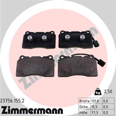 Zimmermann 23756.155.2 - Bremžu uzliku kompl., Disku bremzes autospares.lv