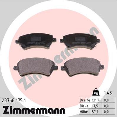 Zimmermann 23766.175.1 - Bremžu uzliku kompl., Disku bremzes www.autospares.lv