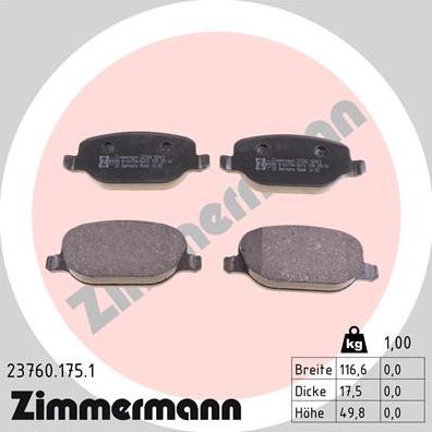 Zimmermann 23760.175.1 - Bremžu uzliku kompl., Disku bremzes www.autospares.lv