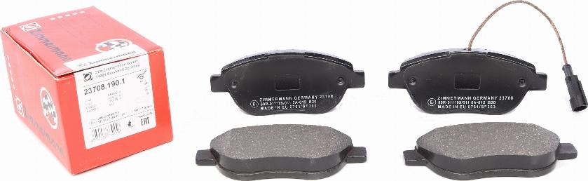 Zimmermann 23708.190.1 - Тормозные колодки, дисковые, комплект www.autospares.lv