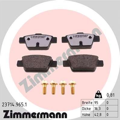 Zimmermann 23714.965.1 - Тормозные колодки, дисковые, комплект www.autospares.lv