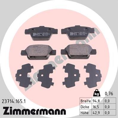 Zimmermann 23714.165.1 - Bremžu uzliku kompl., Disku bremzes autospares.lv