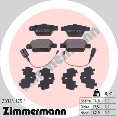 Zimmermann 23714.175.1 - Bremžu uzliku kompl., Disku bremzes autospares.lv