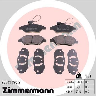 Zimmermann 23711.190.2 - Bremžu uzliku kompl., Disku bremzes autospares.lv