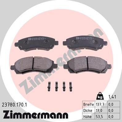 Zimmermann 23780.170.1 - Brake Pad Set, disc brake www.autospares.lv