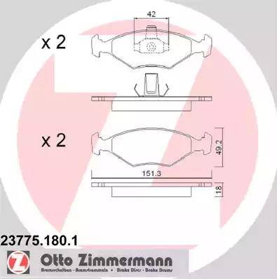 Zimmermann 23775.180.1 - Bremžu uzliku kompl., Disku bremzes www.autospares.lv