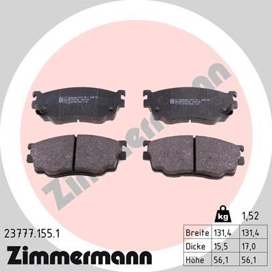 Zimmermann 23777.155.1 - Bremžu uzliku kompl., Disku bremzes www.autospares.lv