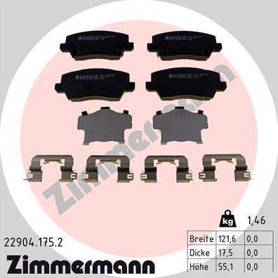 Zimmermann 22904.175.2 - Bremžu uzliku kompl., Disku bremzes autospares.lv