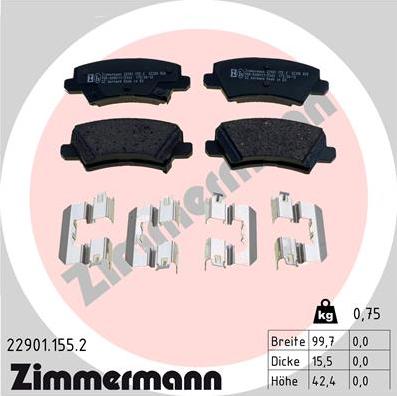 Zimmermann 22901.155.2 - Bremžu uzliku kompl., Disku bremzes www.autospares.lv