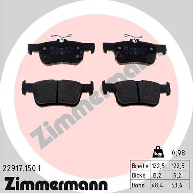 Zimmermann 22917.150.1 - Bremžu uzliku kompl., Disku bremzes www.autospares.lv