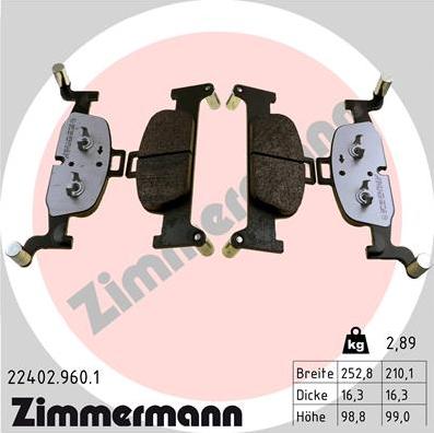 Zimmermann 22402.960.1 - Bremžu uzliku kompl., Disku bremzes www.autospares.lv