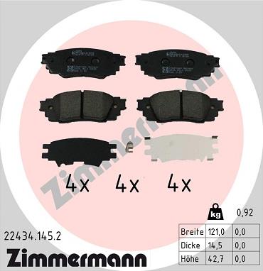 Zimmermann 22434.145.2 - Bremžu uzliku kompl., Disku bremzes www.autospares.lv