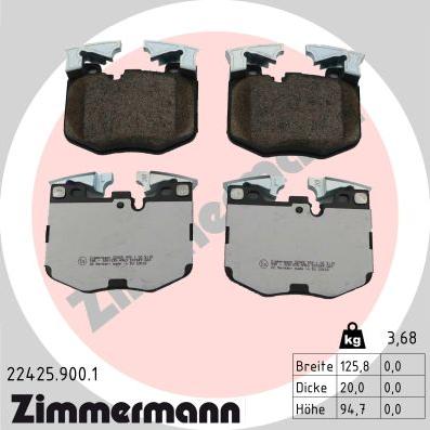 Zimmermann 22425.900.1 - Bremžu uzliku kompl., Disku bremzes www.autospares.lv