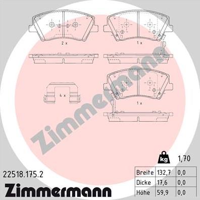 Zimmermann 22518.175.2 - Bremžu uzliku kompl., Disku bremzes www.autospares.lv