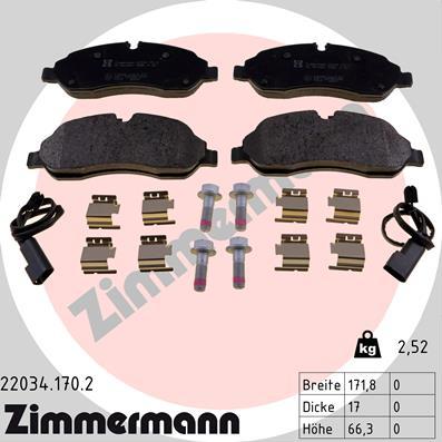 Zimmermann 22034.170.2 - Bremžu uzliku kompl., Disku bremzes autospares.lv