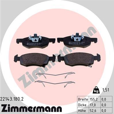 Zimmermann 22143.180.2 - Bremžu uzliku kompl., Disku bremzes www.autospares.lv