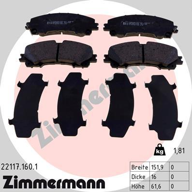 Zimmermann 22117.160.1 - Bremžu uzliku kompl., Disku bremzes www.autospares.lv