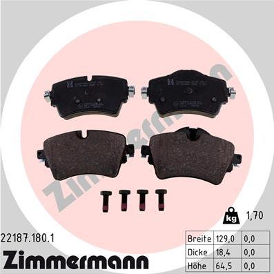 Zimmermann 22187.180.1 - Bremžu uzliku kompl., Disku bremzes www.autospares.lv