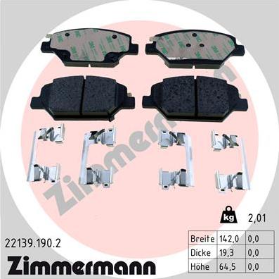 Zimmermann 22139.190.2 - Bremžu uzliku kompl., Disku bremzes www.autospares.lv