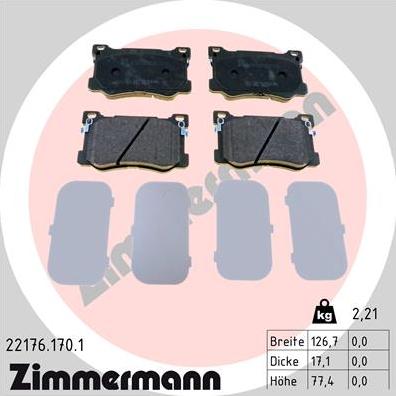 Zimmermann 22176.170.1 - Bremžu uzliku kompl., Disku bremzes autospares.lv