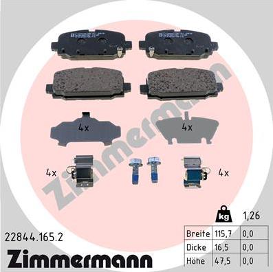 Zimmermann 22844.165.2 - Bremžu uzliku kompl., Disku bremzes www.autospares.lv