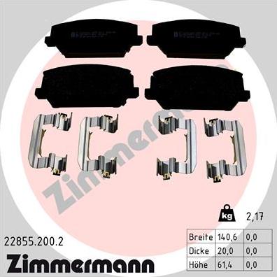 Zimmermann 22855.200.2 - Bremžu uzliku kompl., Disku bremzes www.autospares.lv