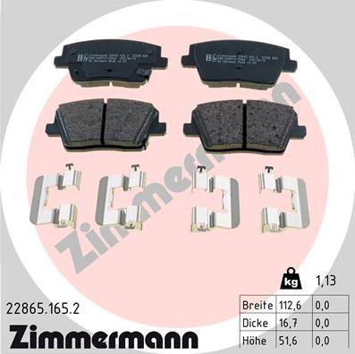 Zimmermann 22865.165.2 - Bremžu uzliku kompl., Disku bremzes autospares.lv