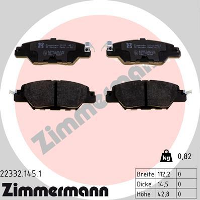 Zimmermann 22332.145.1 - Bremžu uzliku kompl., Disku bremzes www.autospares.lv